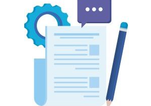 paper document file with gears machine vector illustration design
